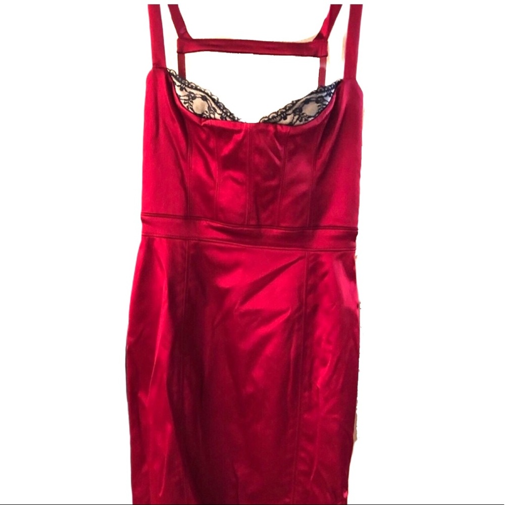 Amazing Bebe red satin dress!